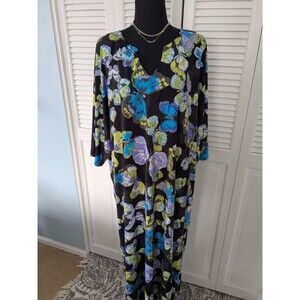 Joan Rivers Dress Women's LP Butterfly Purple Blue Kaftan Maxi Oversized Slinky